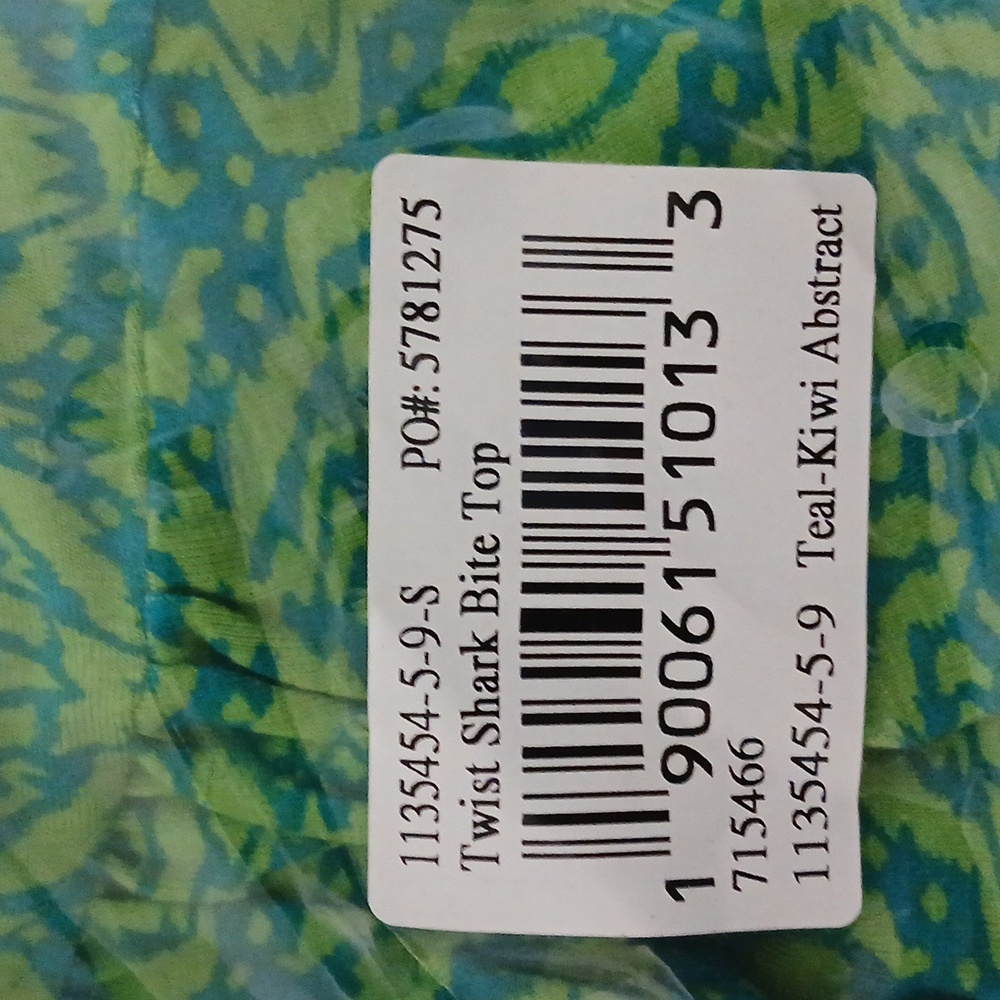 K Jordan S Teal-Kiwi Abstract Twist Shark Bite Top - Picture 4 of 5